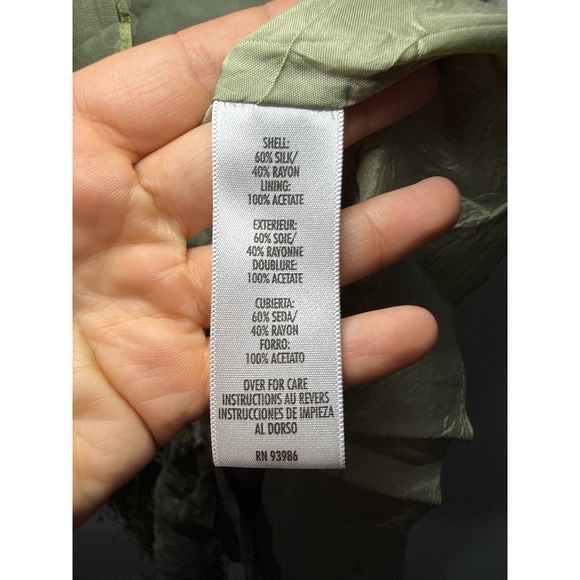 Casual Corner Annex Petite 8 Sage Green Silk Blend Floral Burnout Dress & Scarf - Picture 4 of 10